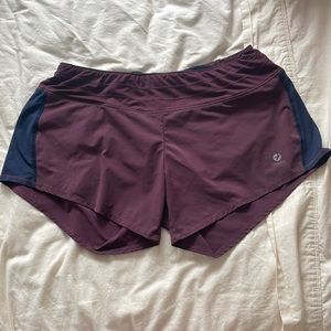 OISELLE color block navy blue & plum purple lined running shorts